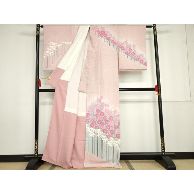 平和屋着物○訪問着 松竹梅文 たたき染め 高島屋扱い 正絹 逸品 
