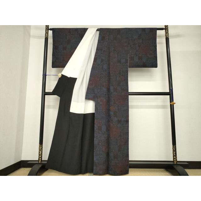 平和屋着物●本場結城紬　重要無形文化財　100亀甲　菊　正絹　逸品　AABG0816ck 平和屋着物○本場結城紬 重要無形文化財 100亀甲 菊 正絹 逸品