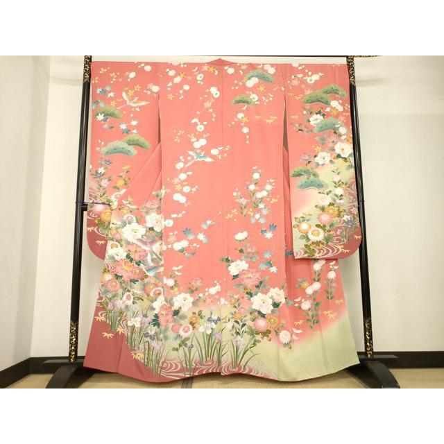 平和屋着物●豪華振袖　友禅　花鳥文　暈し染め　正絹　逸品　AABG0830ck 平和屋着物○豪華振袖 友禅 花鳥文 暈し染め 正絹 逸品 AABG0830ck