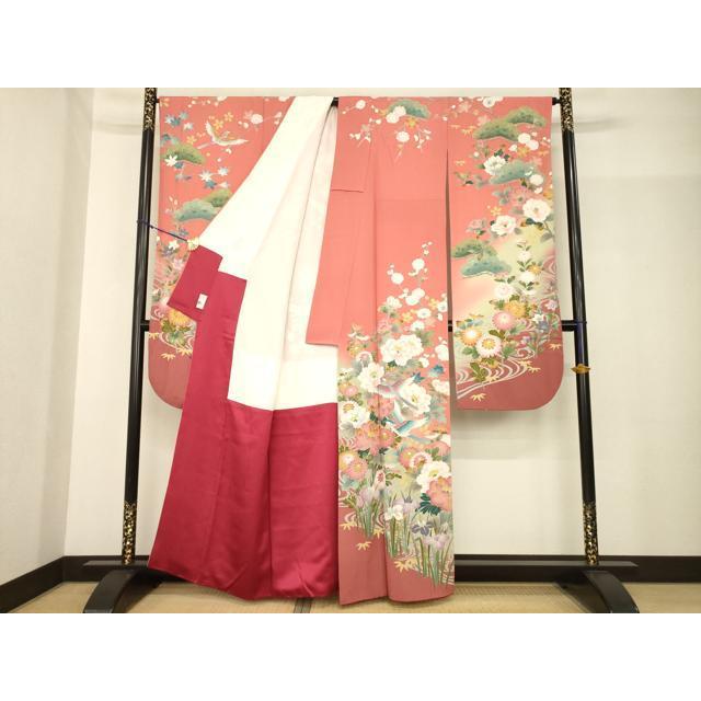 平和屋着物●豪華振袖　友禅　花鳥文　暈し染め　正絹　逸品　AABG0830ck 平和屋着物○豪華振袖 友禅 花鳥文 暈し染め 正絹 逸品 AABG0830ck