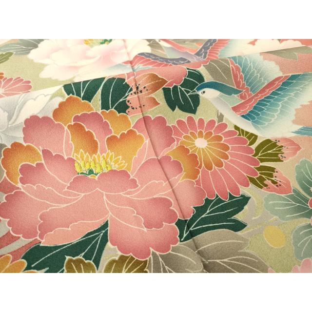平和屋着物●豪華振袖　友禅　花鳥文　暈し染め　正絹　逸品　AABG0830ck 平和屋着物○豪華振袖 友禅 花鳥文 暈し染め 正絹 逸品 AABG0830ck