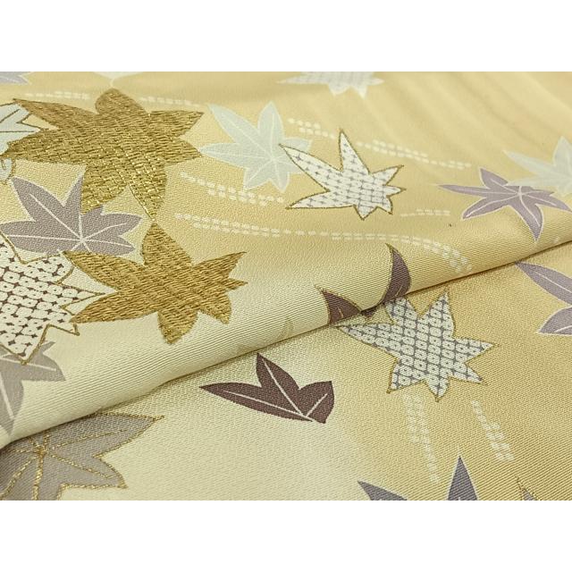 平和屋着物▽訪問着　単衣　駒刺繍　舞葉文　暈し染め　金彩　正絹　逸品　AABG1031jh_4