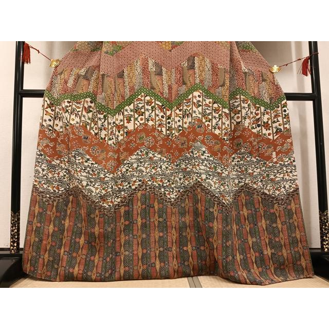 平和屋着物●江戸紅型　五味桂子　訪問着　型染め　花鳥舞蝶文　兎　鬼しぼ縮緬　正絹　逸品　未使用　AABG1058ph_2