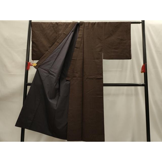 平和屋着物□男性 紬 アンサンブル 銀煤竹色 正絹 逸品 AABG1543sx