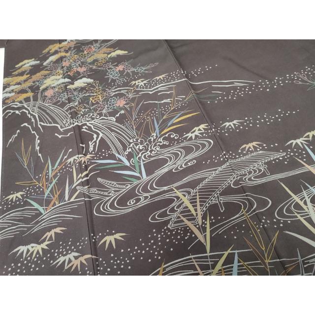 平和屋着物○創業460年・千總 訪問着 刺繍 松竹梅流水風景文 三越扱い 