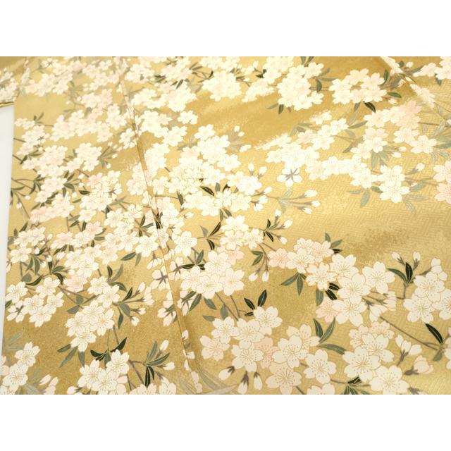 平和屋着物●訪問着　駒刺繍　枝垂れ桜文　暈し染め　金彩　正絹　逸品　AABG2711cs