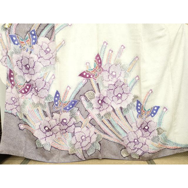平和屋着物○名門 藤娘きぬたや・総絞り 振袖 孔雀花蝶文 正絹 逸品