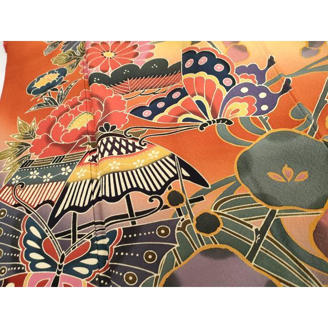 平和屋着物○手ざし京紅型染・宮崎紅型 宮崎良次 振袖 鴛鴦花蝶文 暈し