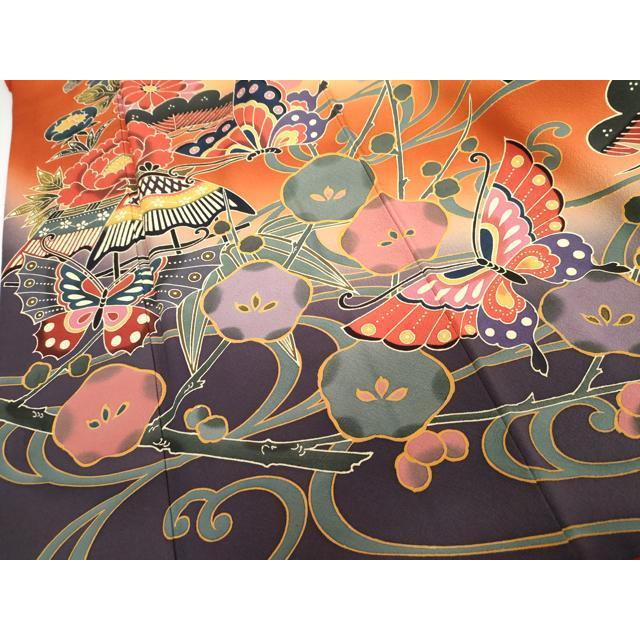 平和屋着物○手ざし京紅型染・宮崎紅型 宮崎良次 振袖 鴛鴦花蝶文 暈し