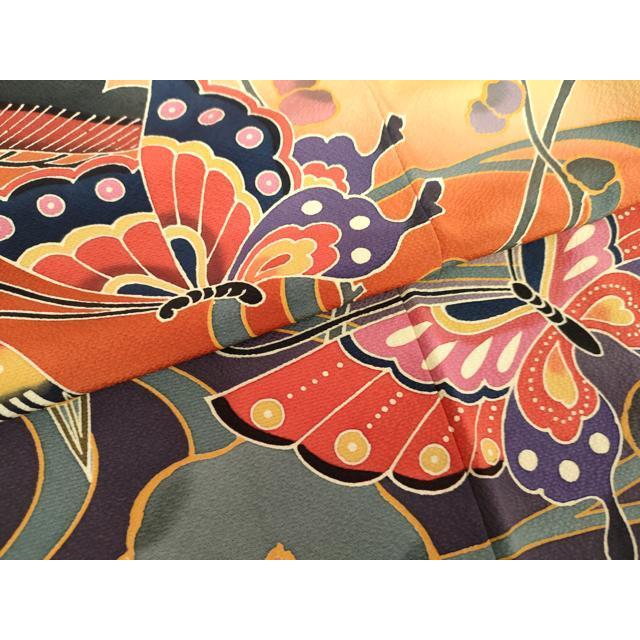 平和屋着物○手ざし京紅型染・宮崎紅型 宮崎良次 振袖 鴛鴦花蝶文 暈し