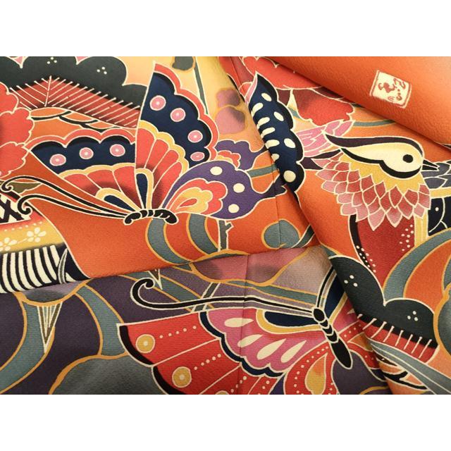 平和屋着物○手ざし京紅型染・宮崎紅型 宮崎良次 振袖 鴛鴦花蝶文 暈し