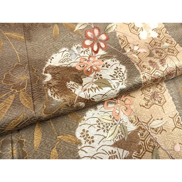 平和屋着物●訪問着　刺繍　雪輪枝花文　金彩　正絹　逸品　未使用　AABG2816ph