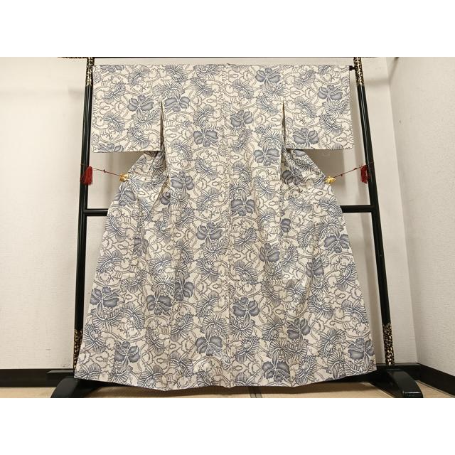平和屋着物●本場大島紬　一元7マルキ　総絣　草花文　正絹　逸品　AABG2855ph