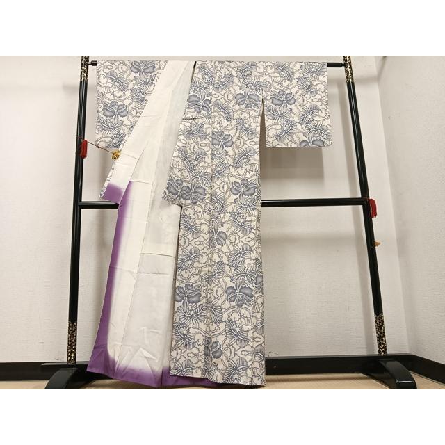 平和屋着物○本場大島紬 一元7マルキ 総絣 草花文 正絹 逸品
