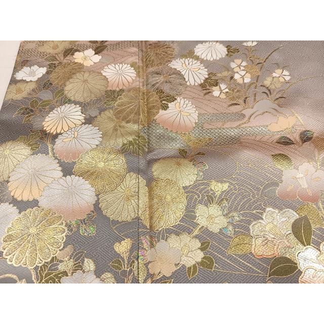 平和屋着物●訪問着　エ霞枝花文　暈し染め　金銀彩　正絹　逸品　AABG3411ph
