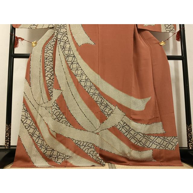 平和屋着物●訪問着　熨斗文　金彩　鬼しぼ縮緬　正絹　逸品　AABG3417ph