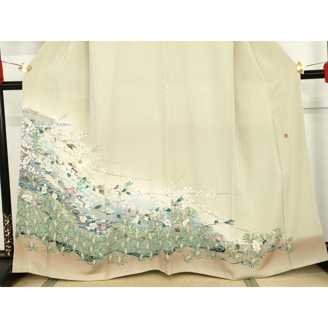 平和屋着物●本加賀友禅作家　前川哲　色留袖　梅松花文　暈し染め　正絹　逸品　AABG3513cs_2