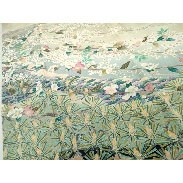 平和屋着物●本加賀友禅作家　前川哲　色留袖　梅松花文　暈し染め　正絹　逸品　AABG3513cs_4