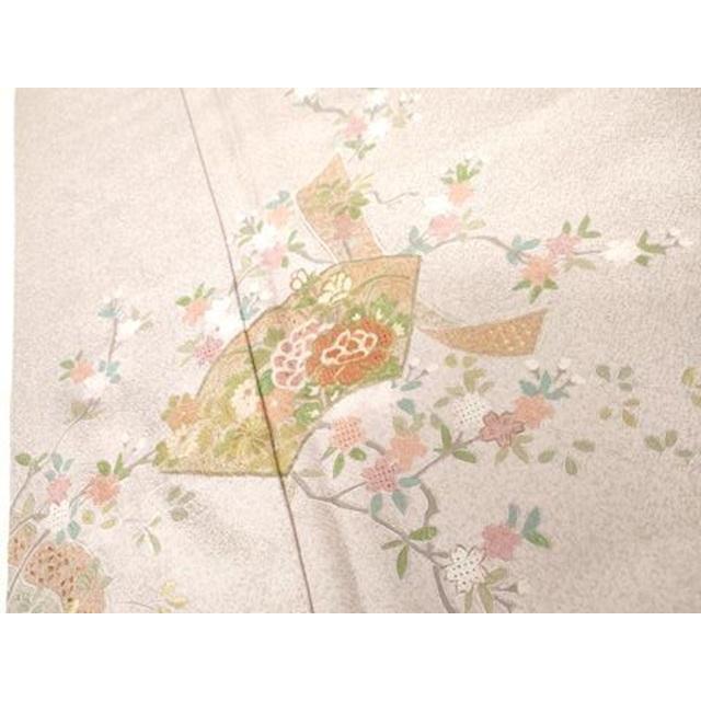 平和屋着物●訪問着　作家物　雪祥　中国三大刺繍　スワトウ刺繍　汕頭刺繍　地紙短冊枝花文　金糸　正絹　逸品　未使用　AABG3515cs_3