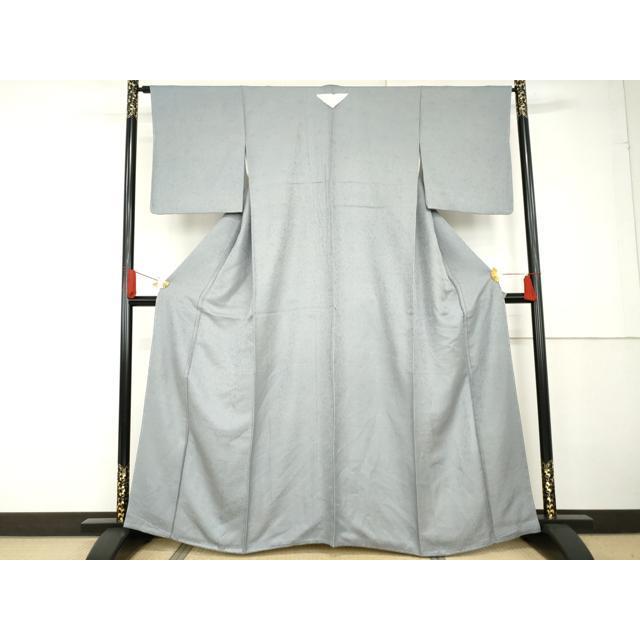 平和屋着物●上質な色無地　花唐草地紋　湊鼠色　正絹　逸品　未使用　AABG3531cs_1