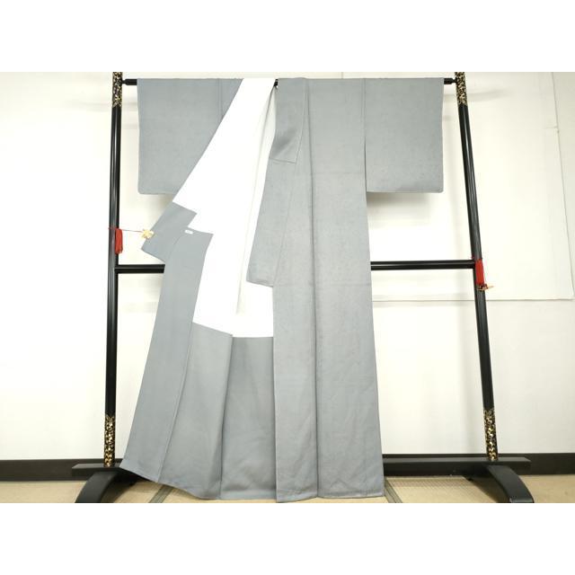 平和屋着物●上質な色無地　花唐草地紋　湊鼠色　正絹　逸品　未使用　AABG3531cs_2