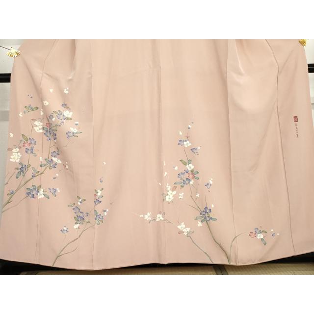 平和屋着物●糸目友禅作家　滝沢晃　訪問着　枝花文　正絹　逸品　AABG3633cs_2