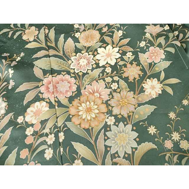平和屋着物○訪問着 駒刺繍 草花文 仮絵羽 正絹 逸品 未