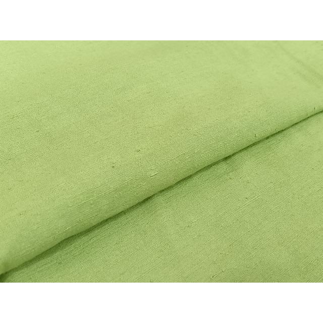 平和屋着物▽上質な紬　単衣　若菜色　正絹　逸品　AABG3790jh_4
