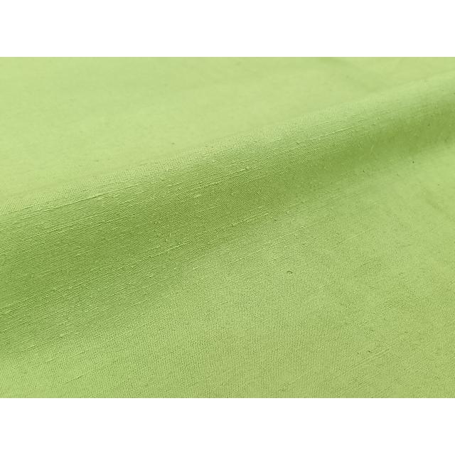 平和屋着物▽上質な紬　単衣　若菜色　正絹　逸品　AABG3790jh_5