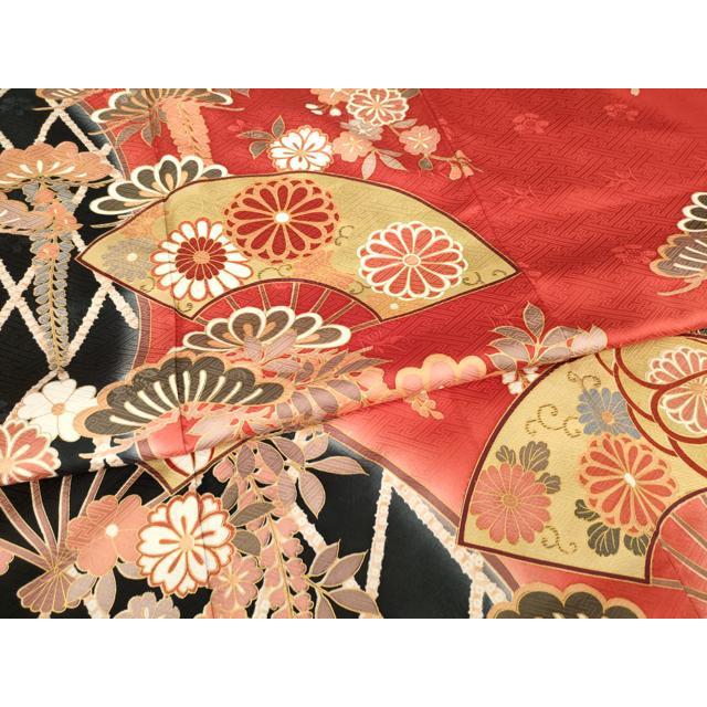平和屋着物●豪華振袖　扇面吉祥花文　高島屋扱い　正絹　逸品　AABG4059ck 平和屋着物○豪華振袖 扇面吉祥花文 高島屋扱い 正絹 逸品 AABG4059ck