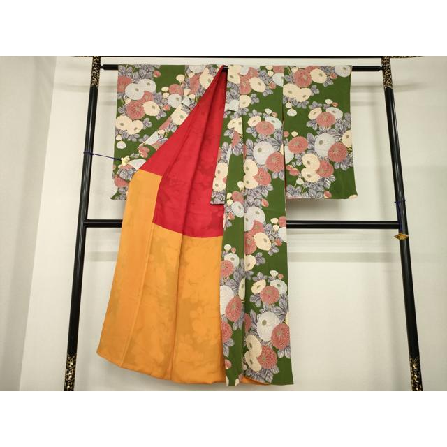 平和屋着物●アンティーク　大正ロマン　小紋　菊　正絹　逸品　AABG4078ck_2