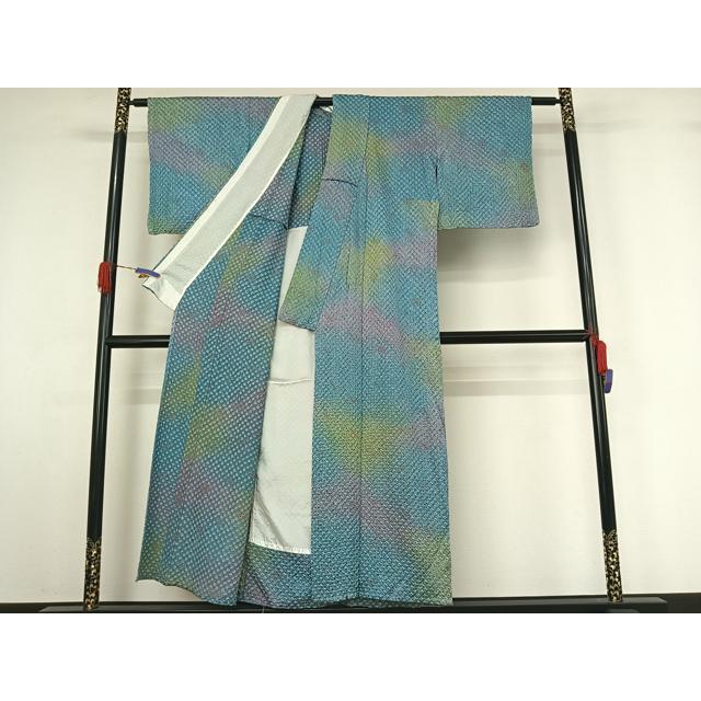平和屋着物▽上質な小紋　単衣　総絞り　霞文　暈し染め　正絹　逸品　AABG4208jh 平和屋着物▽上質な小紋 単衣 総絞り 霞文 暈し染め 正絹 逸品