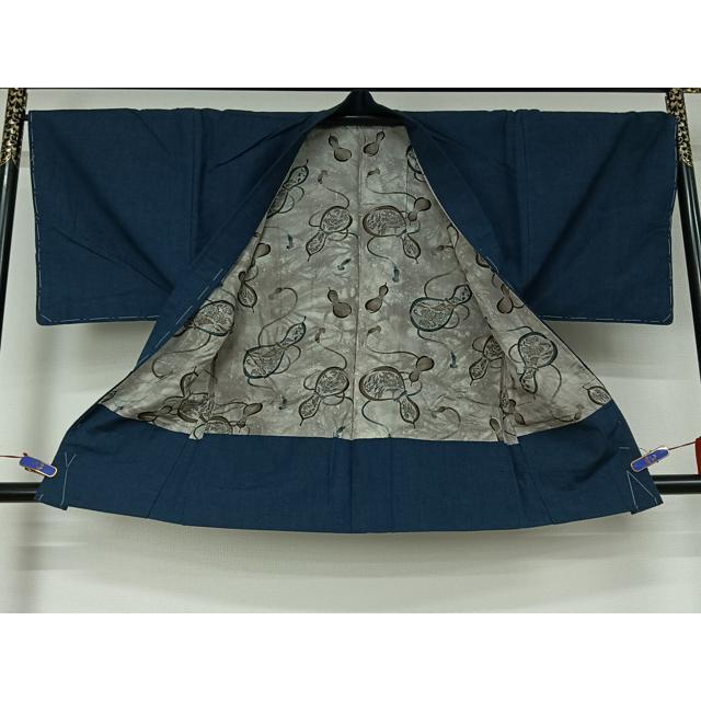 平和屋着物▽男性 単衣 紬 アンサンブル 霞文 正絹 逸品 AABG4279jh