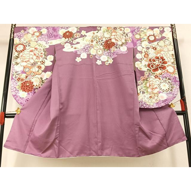 平和屋着物●小振袖　二尺袖　草花文　洗える着物　AABG4568fy 平和屋着物○大島優子 小振袖 二尺袖 草花文 暈し染め 金彩 洗える着物