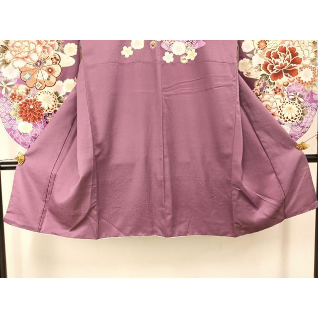 平和屋着物●小振袖　二尺袖　流水草花文　金彩　洗える着物　未使用　AABG6681cs 平和屋着物○大島優子 小振袖 二尺袖 草花文 暈し染め 金彩 洗える着物