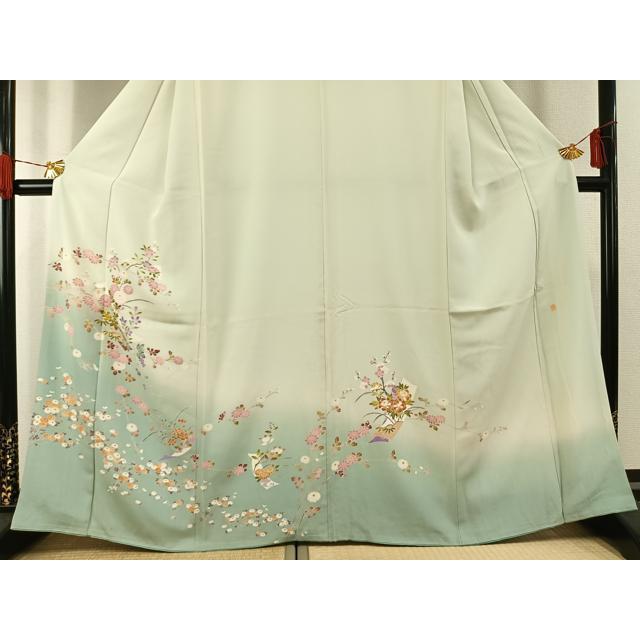 平和屋着物●本加賀友禅作家　志田弘子　訪問着　枝花文　暈し染め　正絹　逸品　AABG4389fy_2