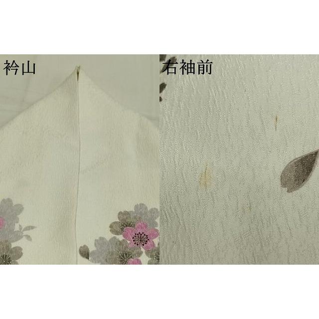 平和屋着物○小振袖 二尺袖 舞花文 銀彩 洗える着物 AABG4467fy : 平和
