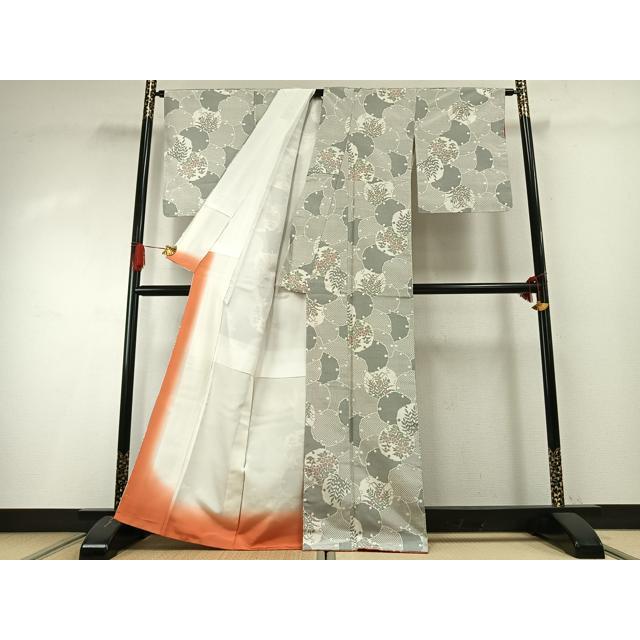 平和屋着物○本場大島紬 白大島 一元絣 雪輪花文 正絹 逸品 未使用