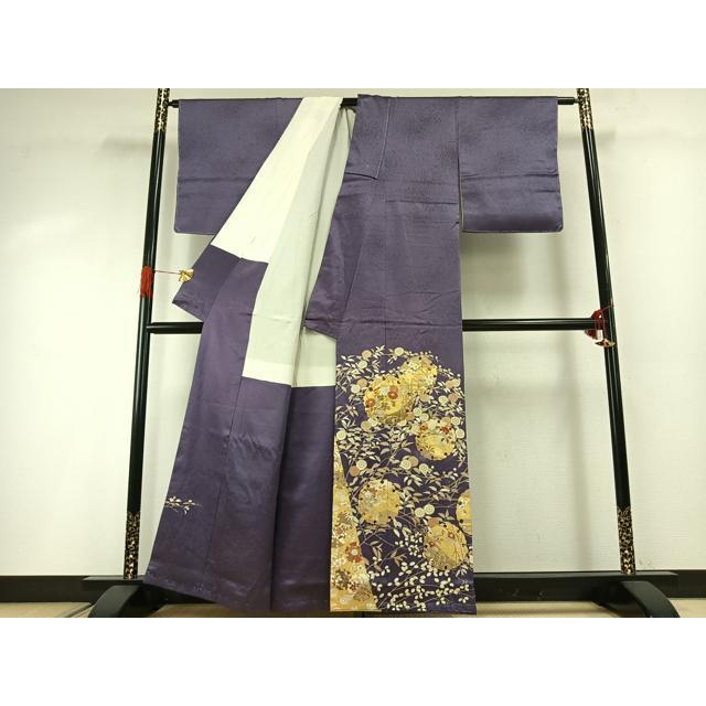 平和屋着物●銀座きしや　色留袖　駒刺繍　雪輪枝花文　金彩　正絹　逸品　未使用　AABG4543fy