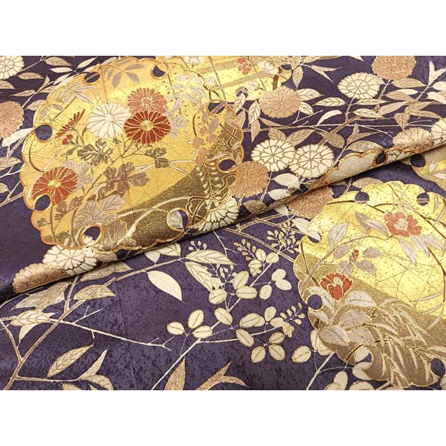 平和屋着物●銀座きしや　色留袖　駒刺繍　雪輪枝花文　金彩　正絹　逸品　未使用　AABG4543fy