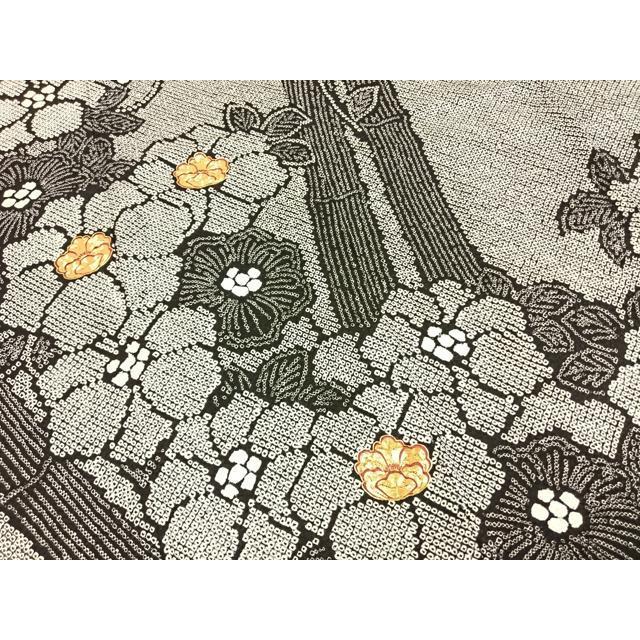 平和屋着物●豪華振袖　駒刺繍　総刺繍　絞り　草花文　黒地　正絹　逸品　AABG4547fy