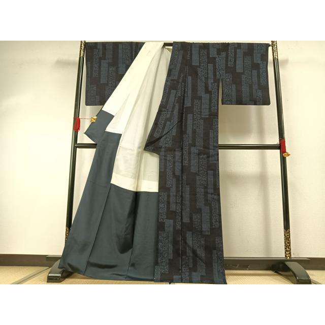 平和屋着物●本場結城紬　重要無形文化財　80亀甲　色紙文　高島屋扱い　正絹　逸品　AABG4797fy
