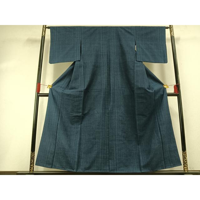 平和屋着物●綿薩摩　150亀甲　よろけ縞　木綿　逸品　未使用　AABG4840fy_1