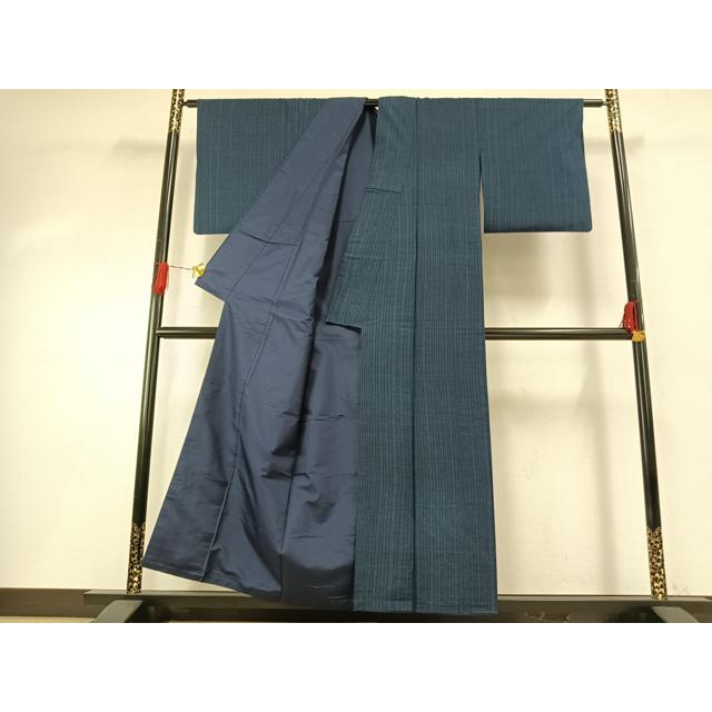 平和屋着物●綿薩摩　150亀甲　よろけ縞　木綿　逸品　未使用　AABG4840fy_2