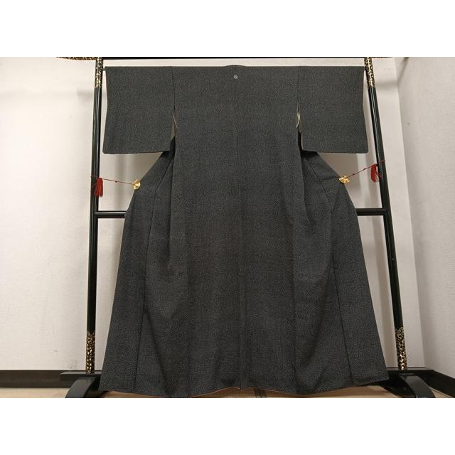 平和屋着物●江戸小紋　大小あられ　黒地　正絹　逸品　AABG4861ph_1