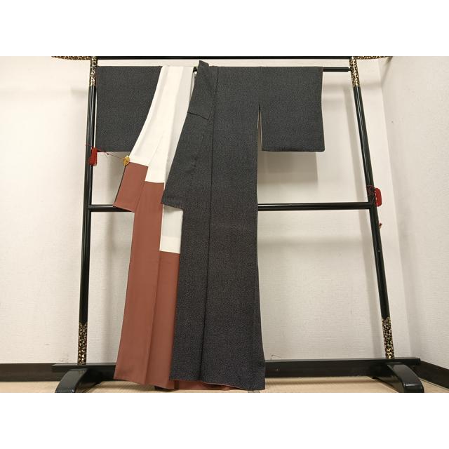 平和屋着物●江戸小紋　大小あられ　黒地　正絹　逸品　AABG4861ph_2