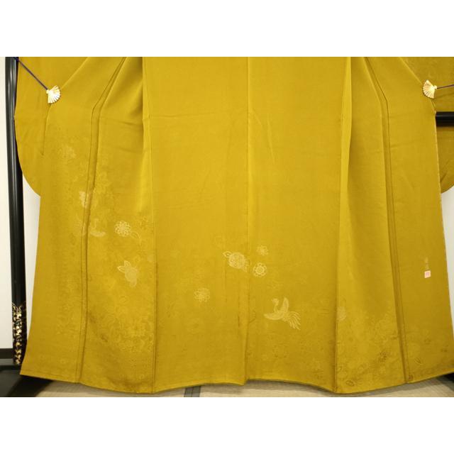 平和屋着物●世界的ファッションデザイナー 山本寛斎 kansaiブランド 振袖 寿光織 鳳凰花文 山吹茶色 金糸 やまと誂製 逸品 AABG4951ck_2