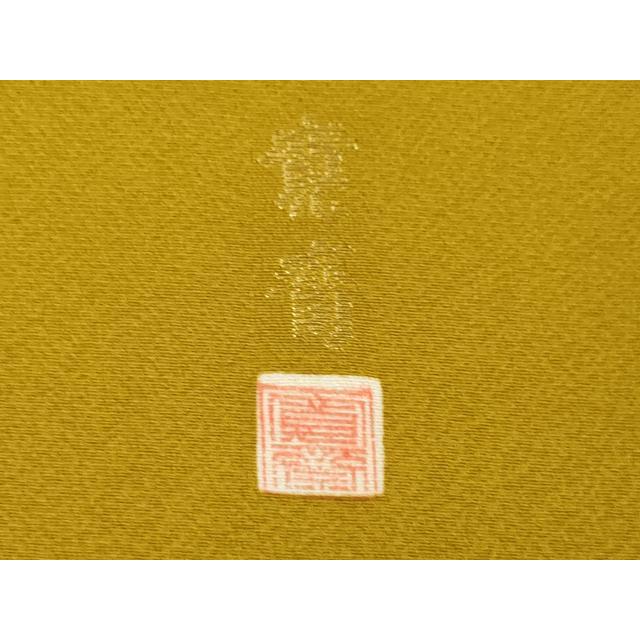 平和屋着物●世界的ファッションデザイナー 山本寛斎 kansaiブランド 振袖 寿光織 鳳凰花文 山吹茶色 金糸 やまと誂製 逸品 AABG4951ck_6
