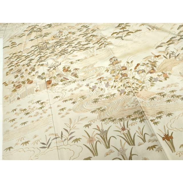 平和屋着物●訪問着　総刺繍　松竹梅　風景文　金糸　金彩　正絹　逸品　AABG5439cs_3