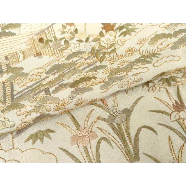 平和屋着物●訪問着　総刺繍　松竹梅　風景文　金糸　金彩　正絹　逸品　AABG5439cs_5